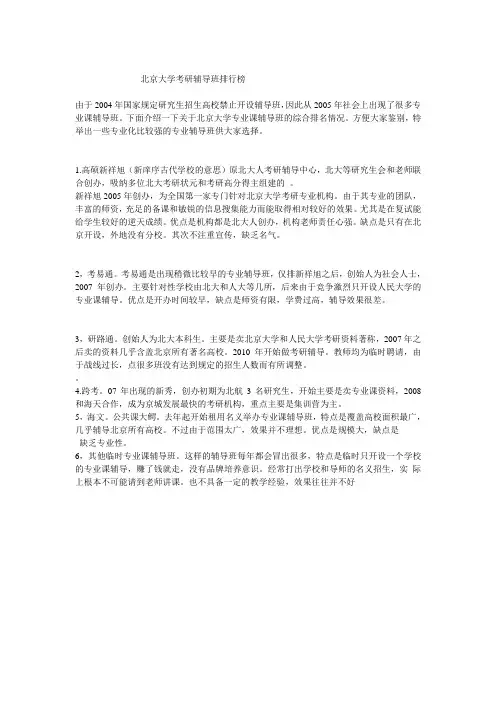 北京大学考研辅导班排行榜