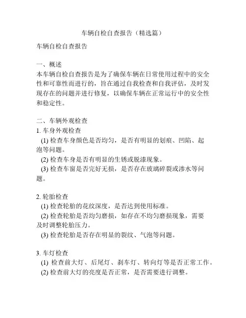 车辆自检自查报告(精选篇)