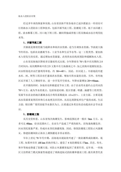 海水入侵防治对策
