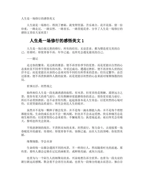 人生是一场修行的感悟美文