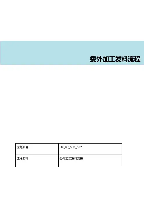 SAP委外加工发料流程