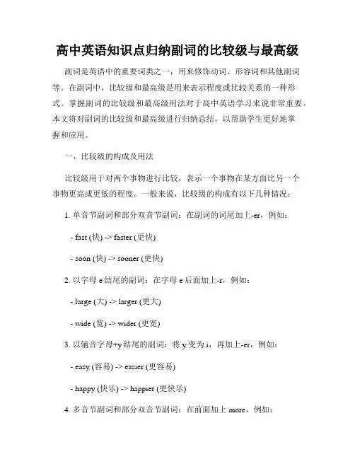 高中英语知识点归纳副词的比较级与最高级