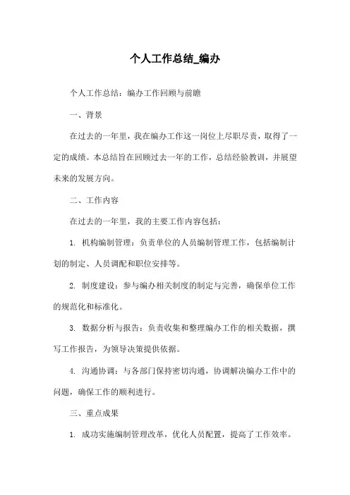 个人工作总结_编办