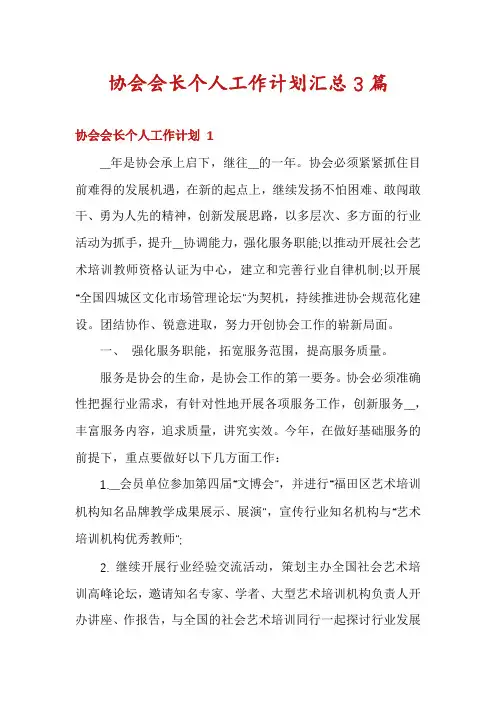 协会会长个人工作计划汇总3篇