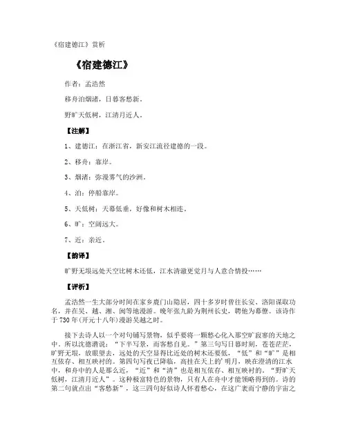 《宿建德江》赏析