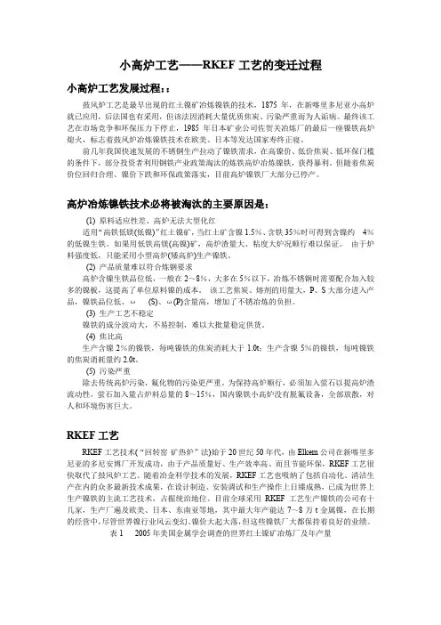 小高炉和RKEF工艺比较