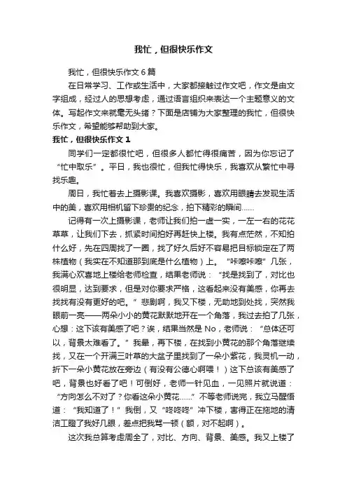 我忙，但很快乐作文