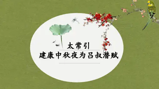 《太常引建康中秋夜为吕叔潜赋》课件