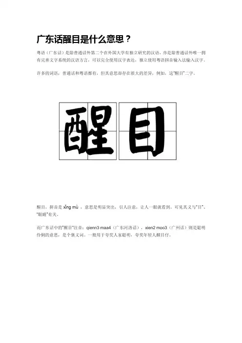 广东话醒目是什么意思
