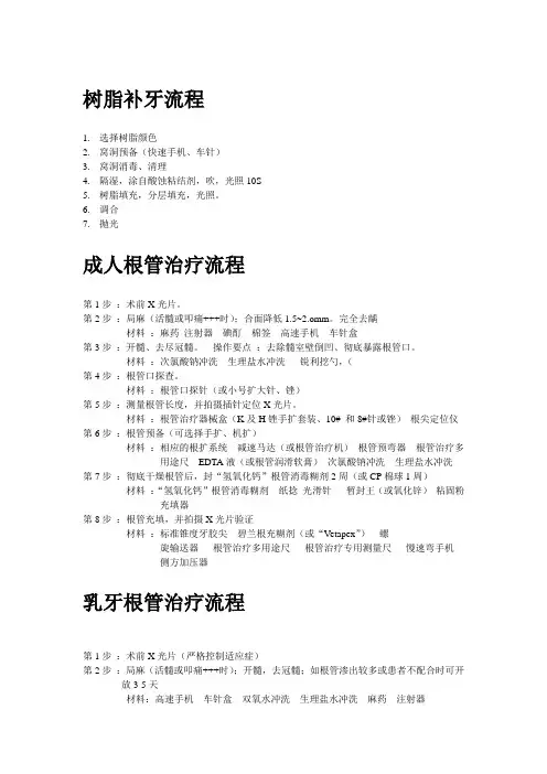 口腔医学标准化项目流程(树脂补牙 牙齿矫正 牙齿种植)