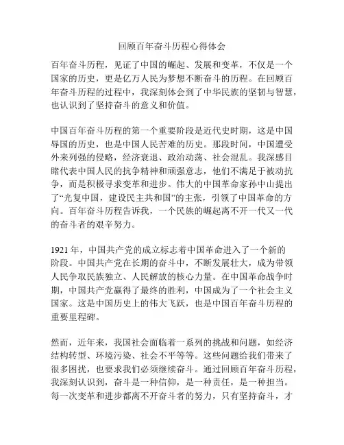 回顾百年奋斗历程心得体会