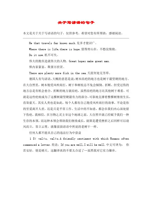 关于写谚语的句子