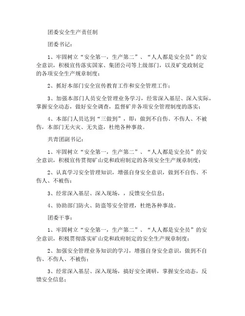 团委安全生产责任制