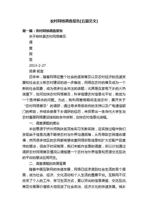 农村网络调查报告[五篇范文]