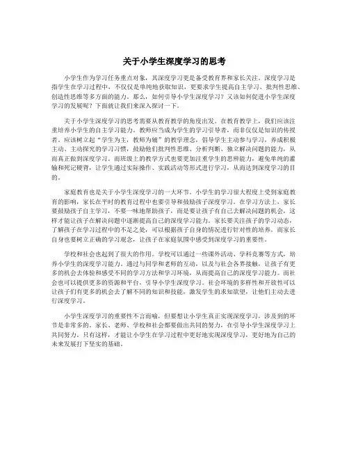 关于小学生深度学习的思考
