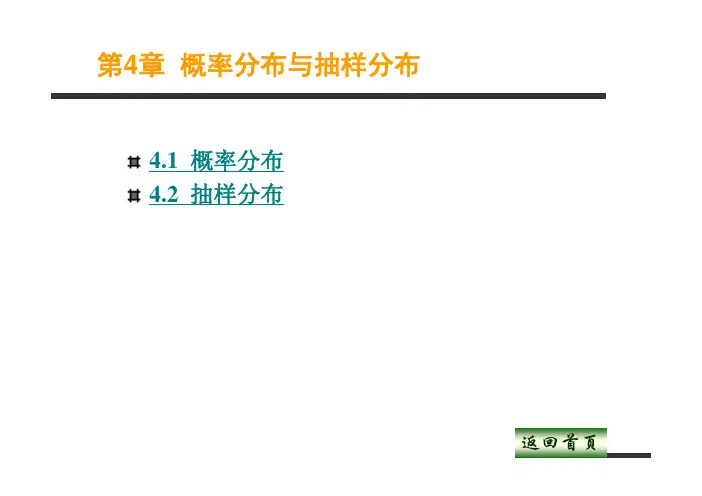 Excel在统计中的应用 第4章  概率分布与抽样分布