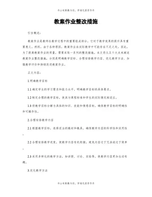 教案作业整改措施