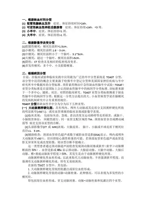 脑血管病各种分型