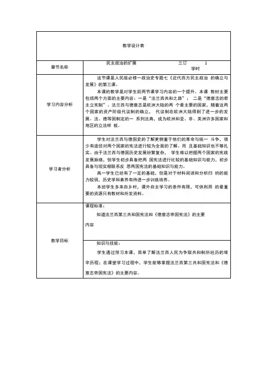 7.3民主政治的扩展教案(人民版必修1).doc
