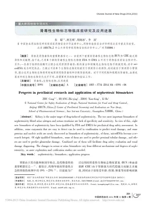 肾毒性生物标志物临床前研究及应用进展_朱聪