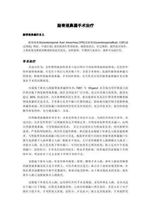脑脊液鼻漏手术治疗