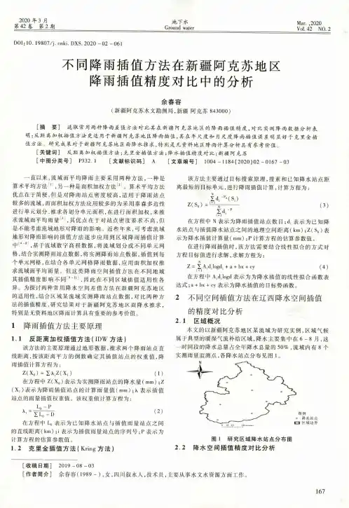 不同降雨插值方法在新疆阿克苏地区降雨插值精度对比中的分析