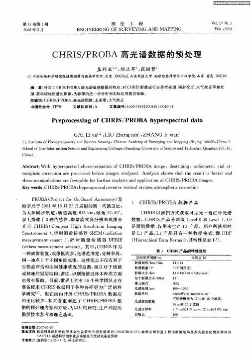 CHRIS／PROBA高光谱数据的预处理