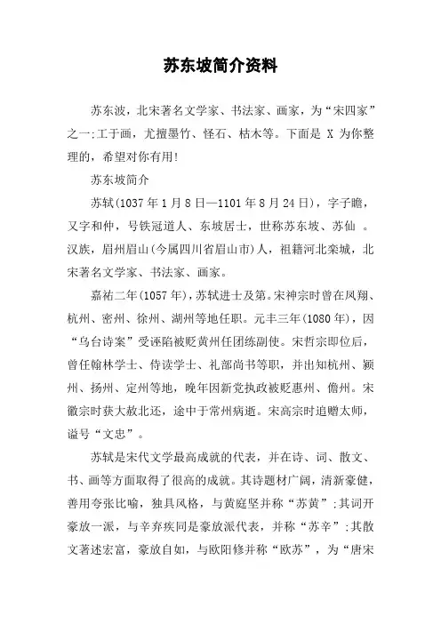 苏东坡简介资料