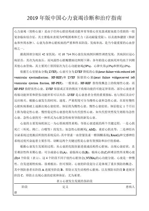 2019年版中国心力衰竭诊断和治疗指南