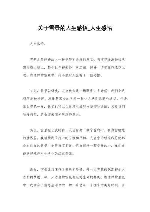 关于雪景的人生感悟_人生感悟