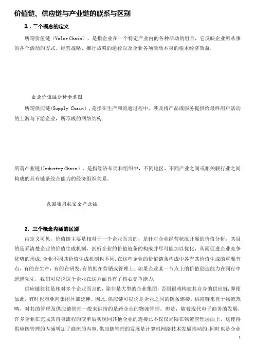 价值链、供应链与产业链的联系与区别