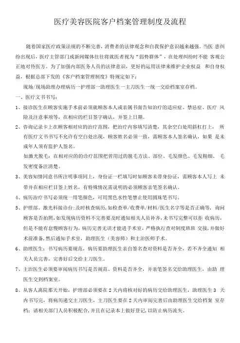 医疗美容医院客户档案管理制度及流程