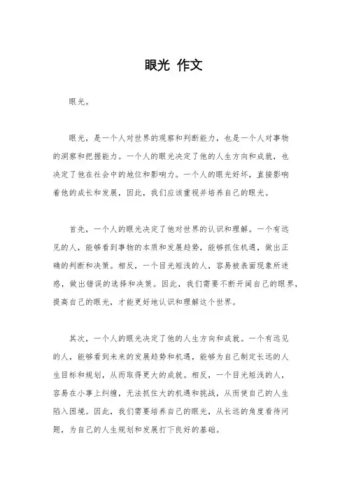 眼光  作文