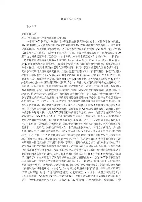 联盟工作总结2篇.doc