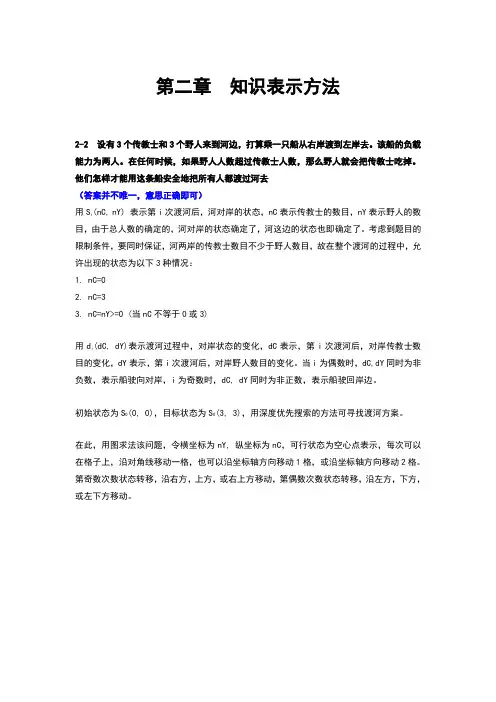 人工智能习题答案-第2章-知识表示方法
