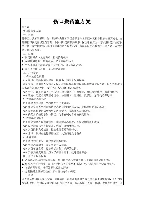 伤口换药室方案