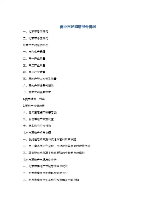 商业市场调研报告提纲