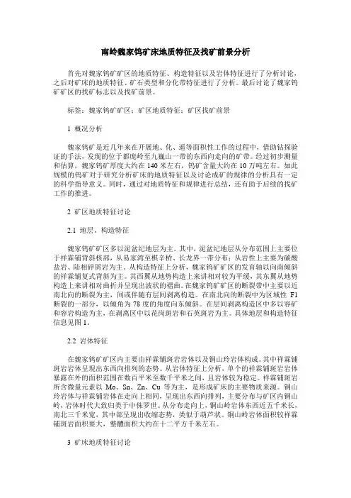 南岭魏家钨矿床地质特征及找矿前景分析