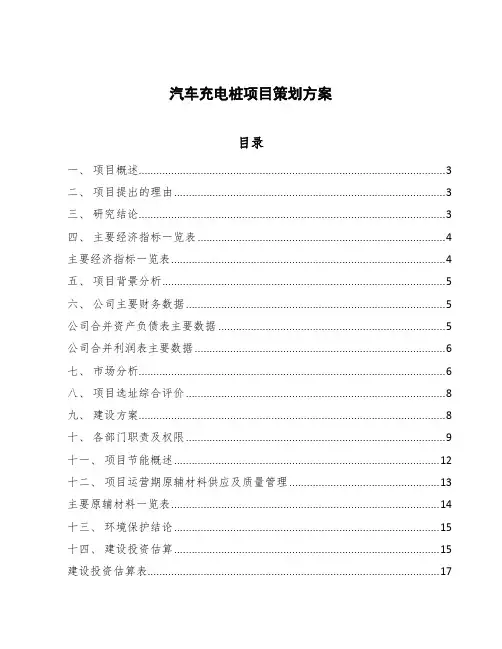 汽车充电桩项目策划方案
