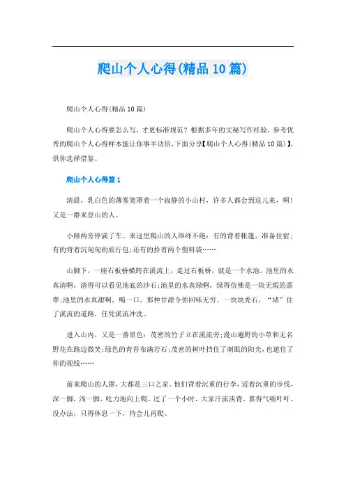 爬山个人心得(精品10篇)