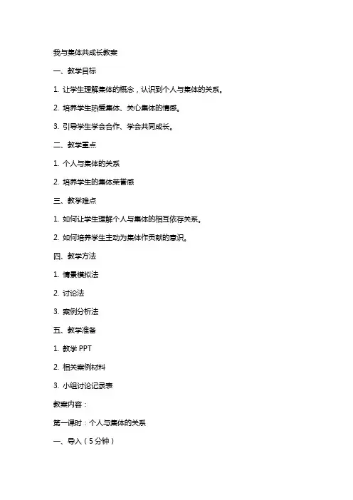 我与集体共成长教案
