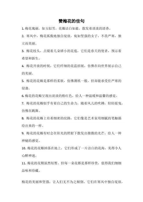 赞梅花的佳句