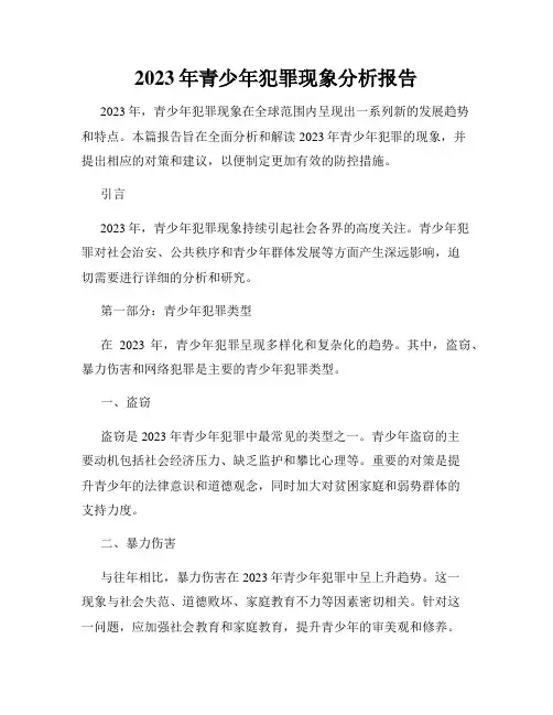 2023年青少年犯罪现象分析报告
