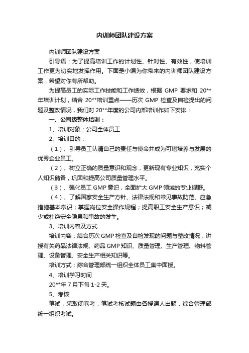 内训师团队建设方案