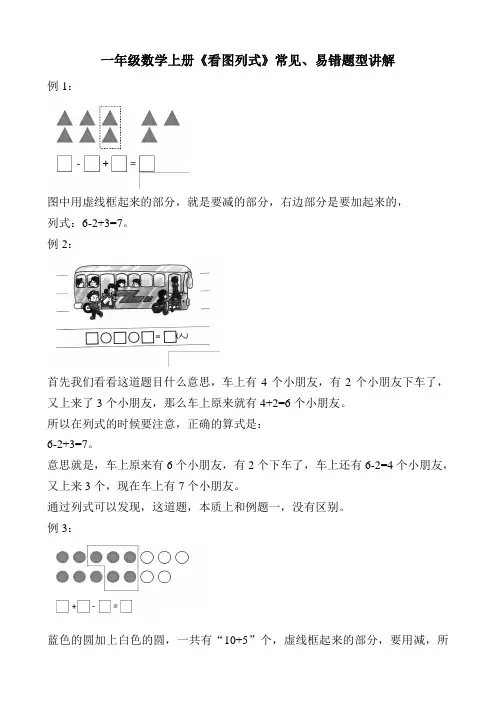 一年级数学上册《看图列式》常见、易错题型讲解