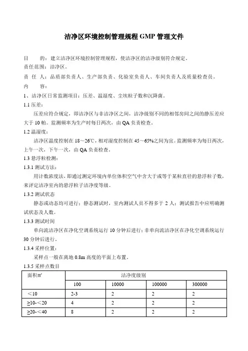 洁净区监控管理规程