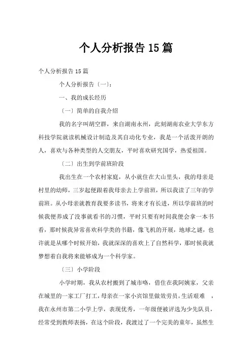 个人分析报告15篇