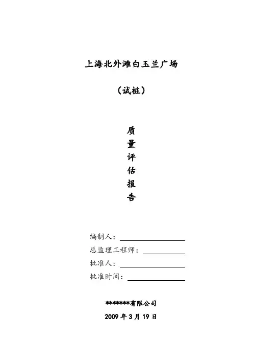 试桩工程 质量评估报告2009.3.19