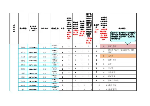 上门客户满意度回访记录表(模版)