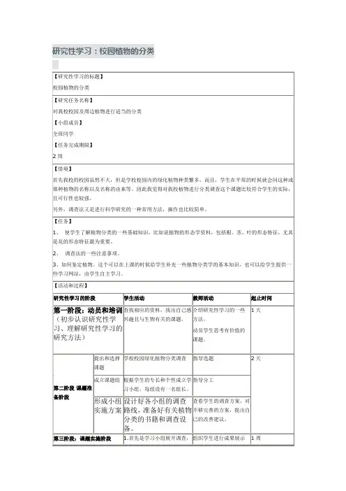 校园植物分类